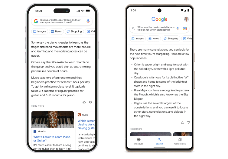 Google's Bard in action, displaying what the feature will look like.