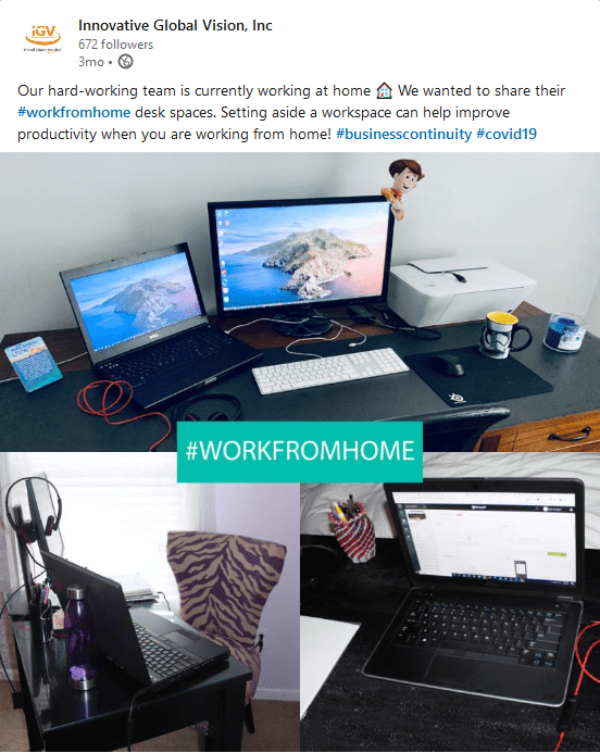 LinkedIn Work From Home Post Example