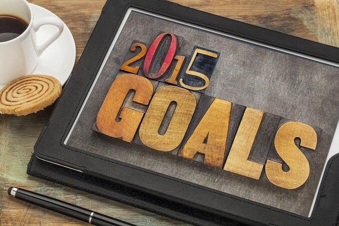 2015 goals - New Year resolution concept - text in vintage lette