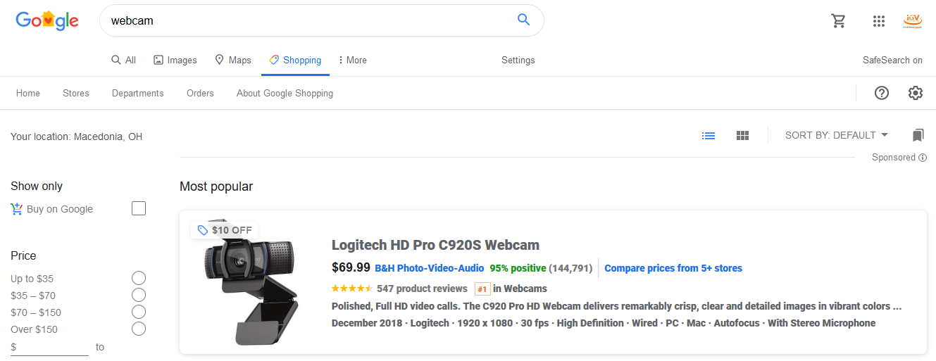 Google Shopping Product Listing Search