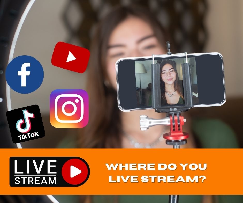Where do you live stream, girl with phone streaming live