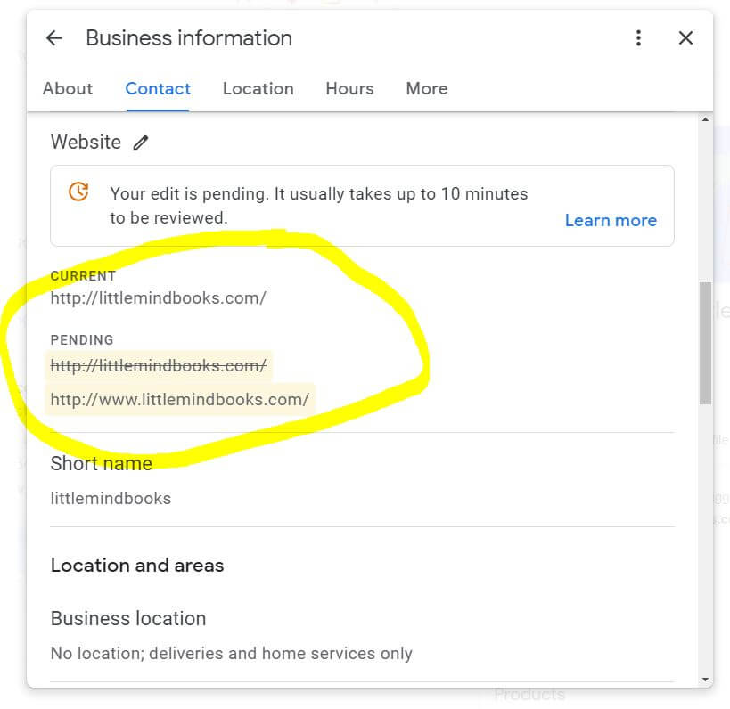 Showing users how to change Google Business Information