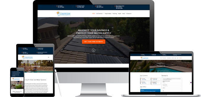 Celestial Solar revamped website Celestial Solar's New Website Displayed on Multiple Devices - Thumbnail