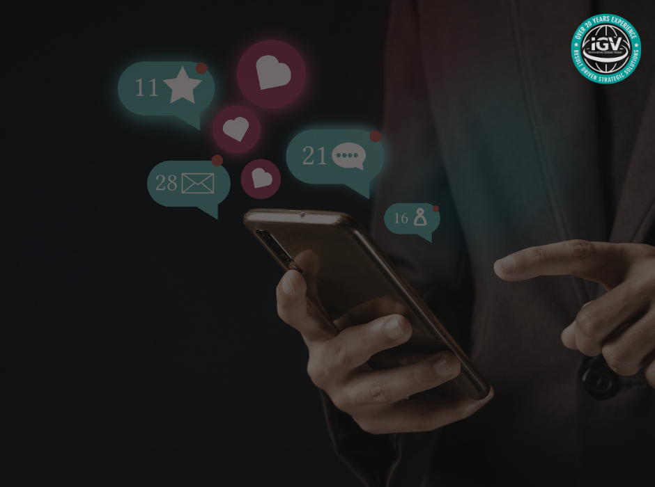Smartphone displaying social media engagement notifications such as likes, comments, and messages.