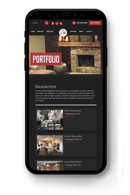 Let IGV Help You Redesign Your Site JJS Design New Website Displayed on a Smartphone