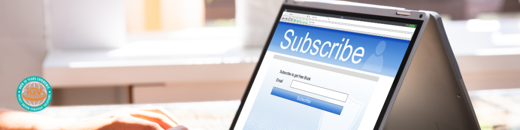 a laptop at a screen where a customer would input their email to subscribe to a list.