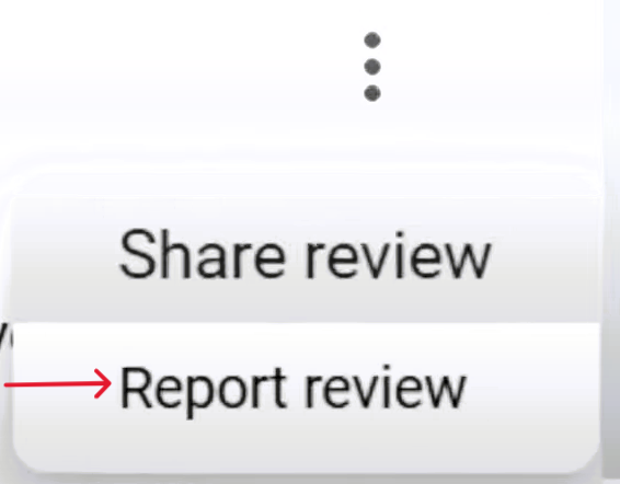 The "report review" button for on Google reviews.